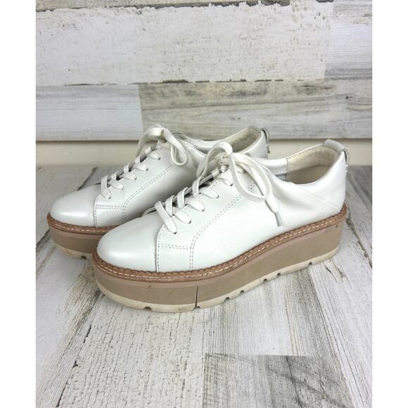 Dolce Vita Women’s 7.5 White Leather Toyah Platform Lace-Up Sneakers shoe - Picture 1 of 8